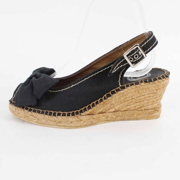 Vidarreta $125 Sz 37 Black Tan Woven Fabric Upper 3" Wedge Heel - Picture 4 of 7